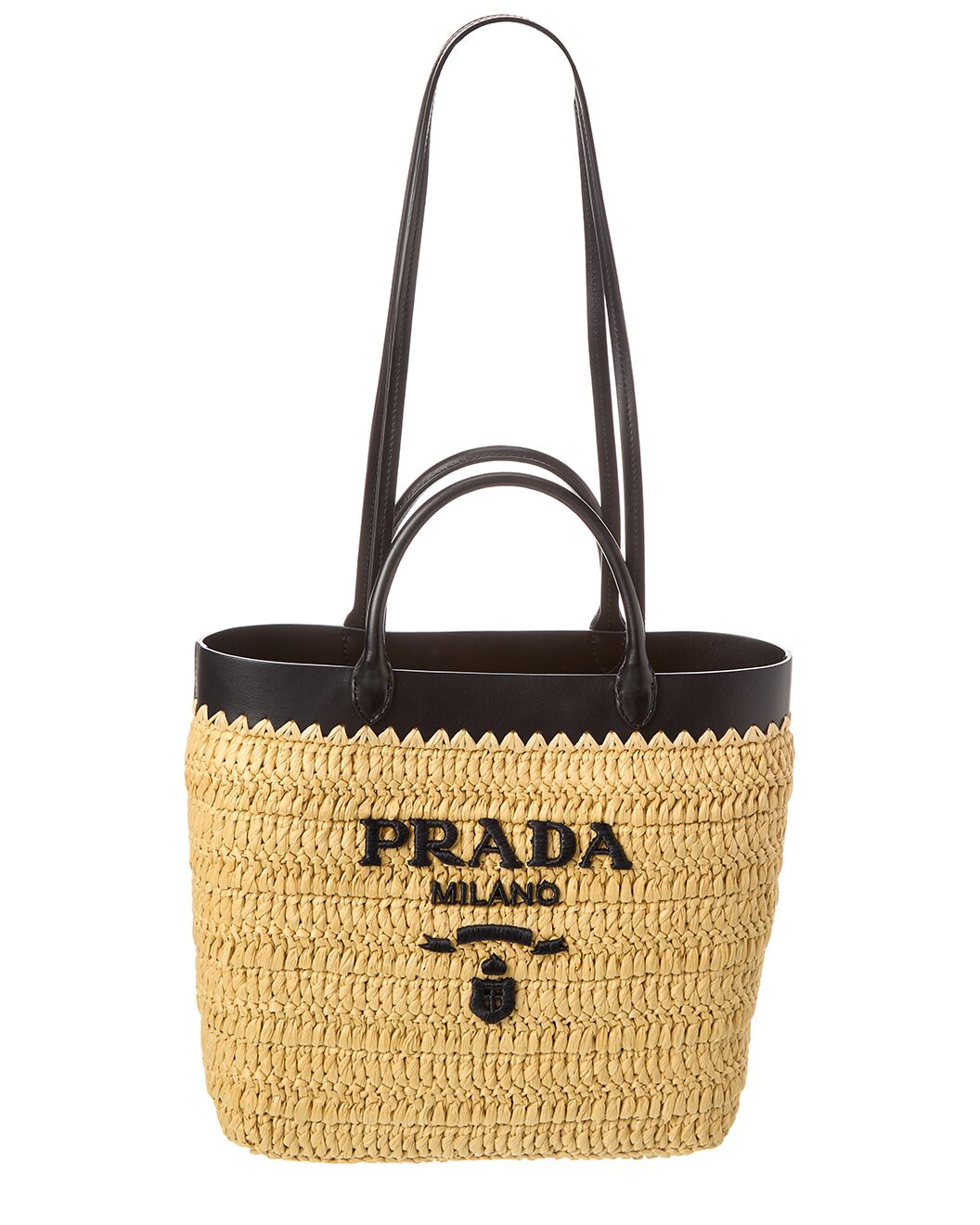 Small Woven Straw & Leather Tote | Gilt & Gilt City
