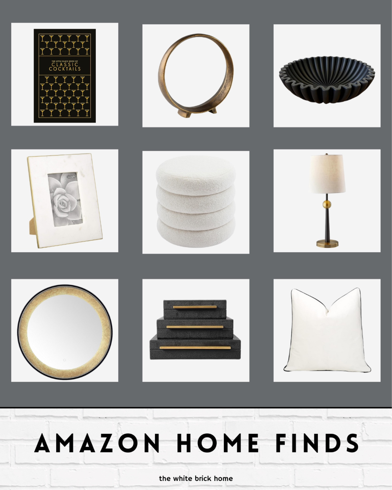 Black and brass home decor from Amazon 🖤

Amazon, Amazon home, Amazon home finds, Amazon home decor, Amazon living room decor, table lamp, lamp, throw pillow, stacked boxes, decor boxes, wall mirror, picture frame, decorative objects, bowls, coffee table styling, shelf styling, modern home, modern home decor, budget friendly home decor, home finds. 

#LTKHome #LTKFindsUnder100 #LTKFindsUnder50