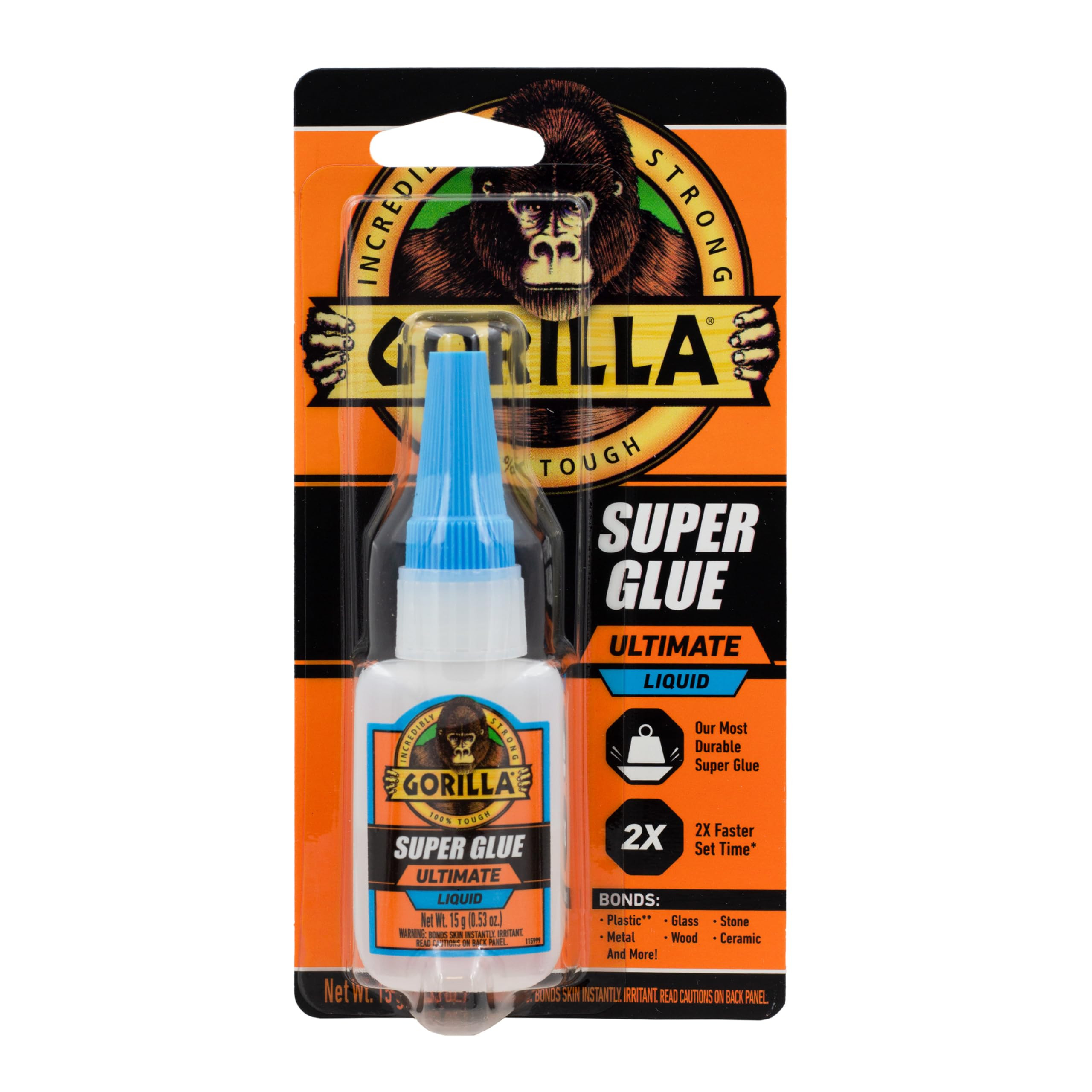 Gorilla Ultimate Super Glue, Clear Glue, 15 Grams (Pack of 1) - Fast-Setting Cyanoacrylate for Qu... | Amazon (US)