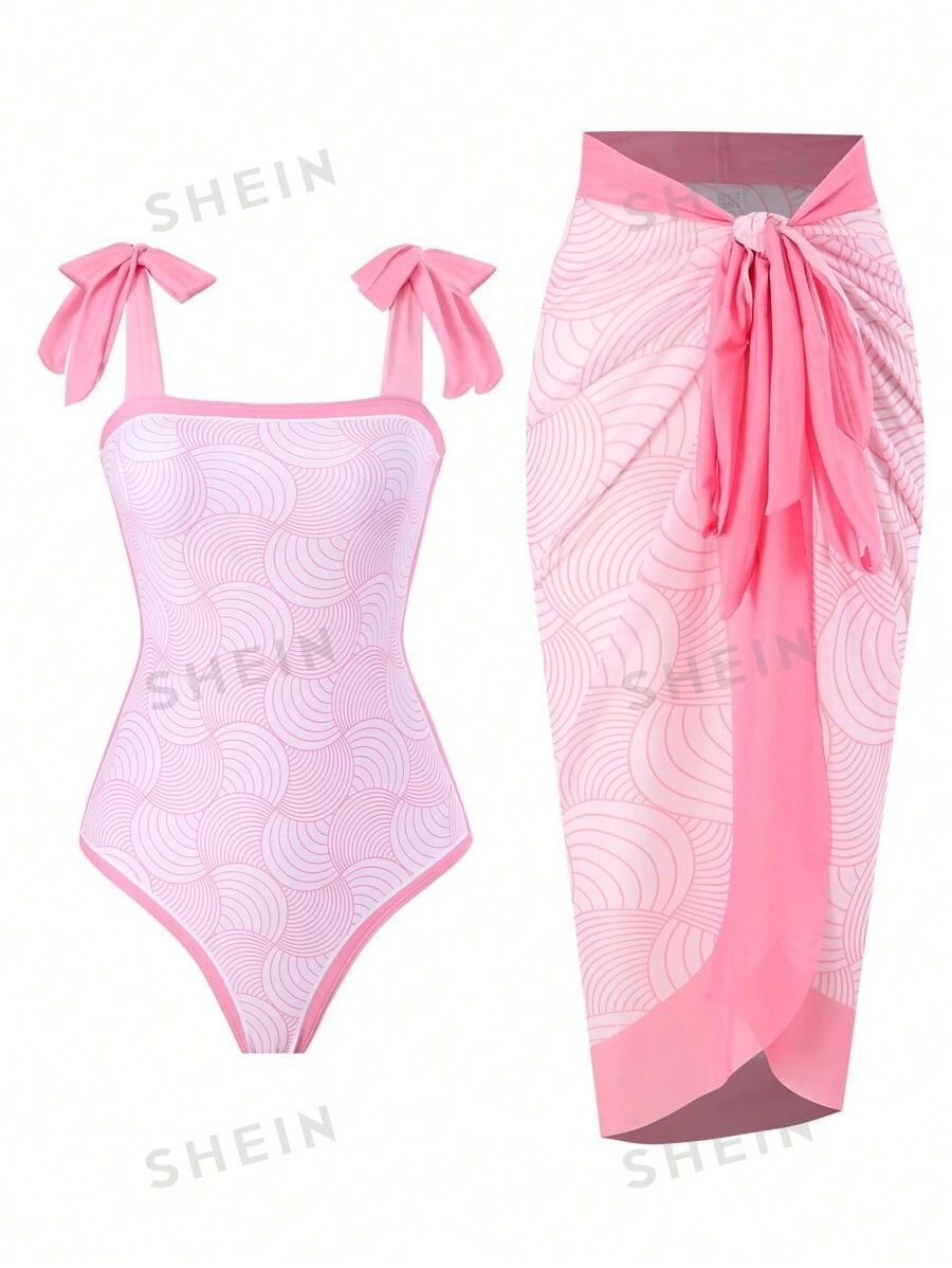 New Retro-European And American Spa Swimsuit Set For Women, Skin-Friendly Mesh Cover And One-Piec... | SHEIN