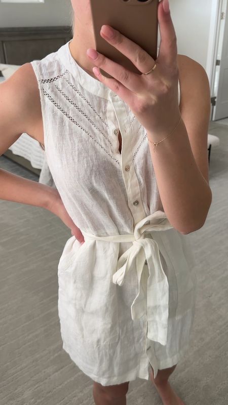White linen dress on sale // wearing a medium 

#LTKSale #LTKSeasonal #LTKunder100