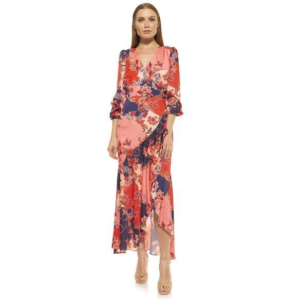Alexia Admor Tala Ruffle Wrap Maxi Dress, Pink Mixed Print, 2 | Target