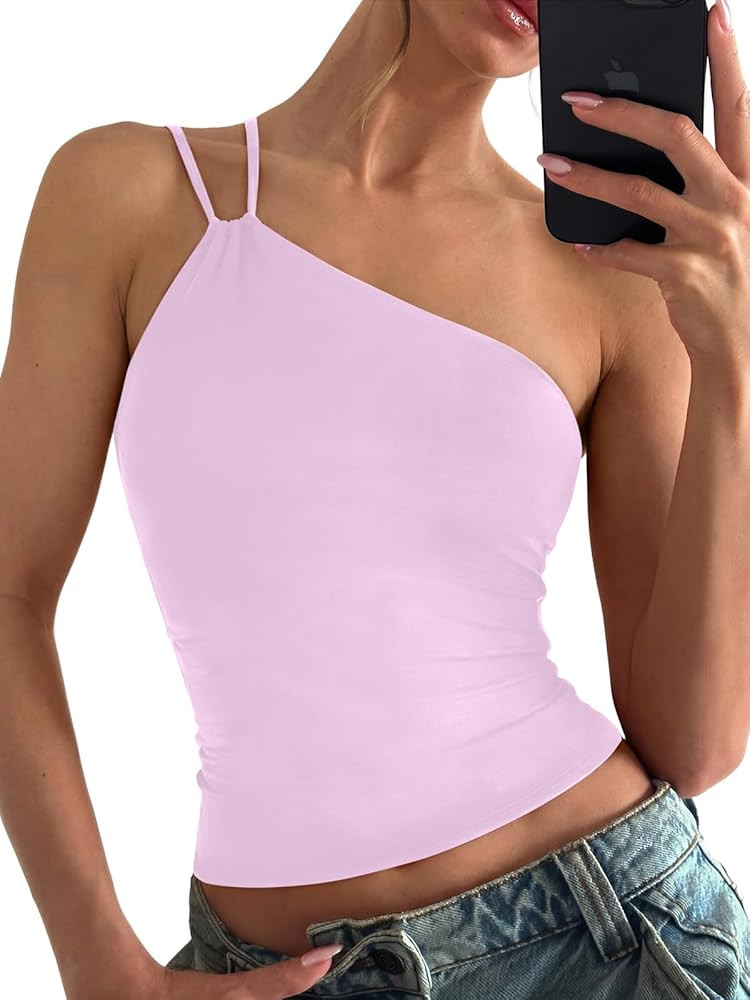 REORIA Off the Shoulder Tops for Women Summer Sleeveless Sexy Going Out Tank One Shoulder Top 202... | Amazon (US)