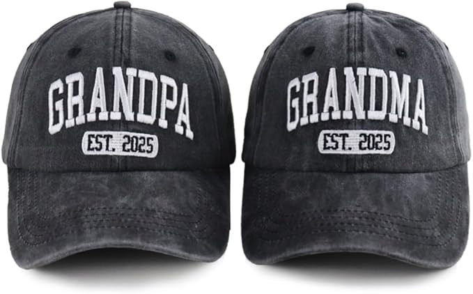 2PCS Grandpa and Grandma Est 2025 Hats for New Grandparents Gifts, Adjustable Embroidered Cotton ... | Amazon (US)