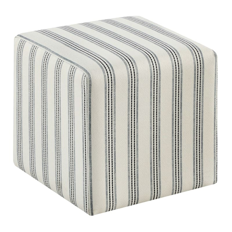 Cottage Thin Striped Ottoman | At Home