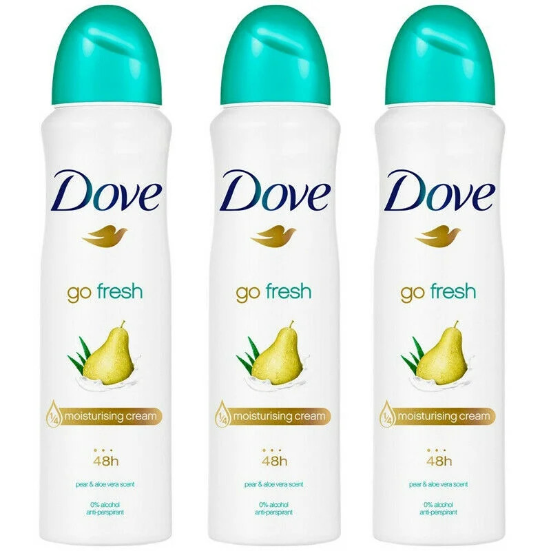 3 Pack Dove Go Fresh Pear & Aloe Antiperspirant Deodorant Spray, 150ml each | Walmart (US)