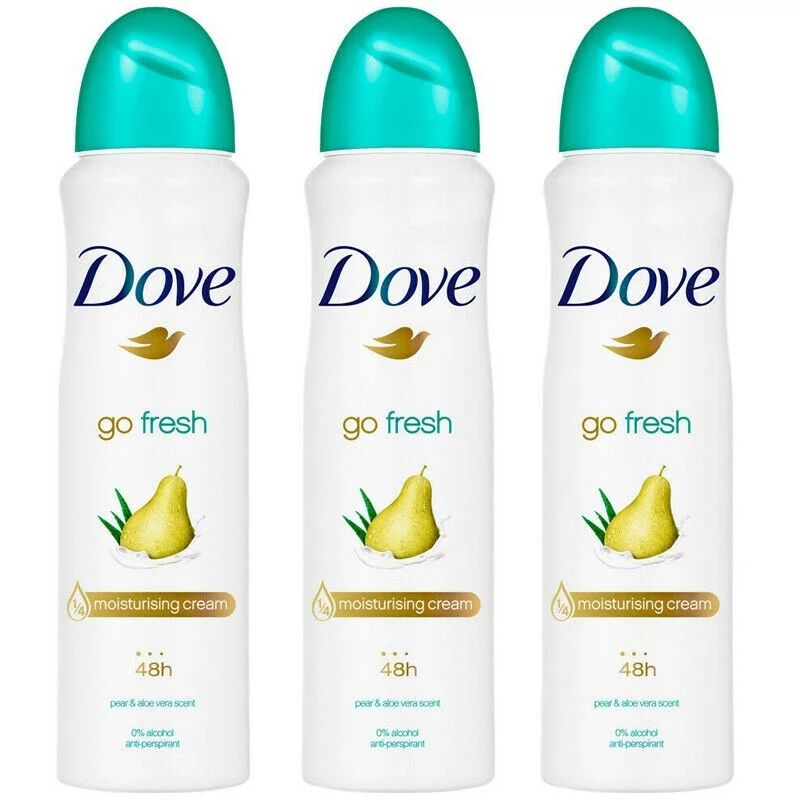 3 Pack Dove Go Fresh Pear & Aloe Antiperspirant Deodorant Spray, 150ml each | Walmart (US)