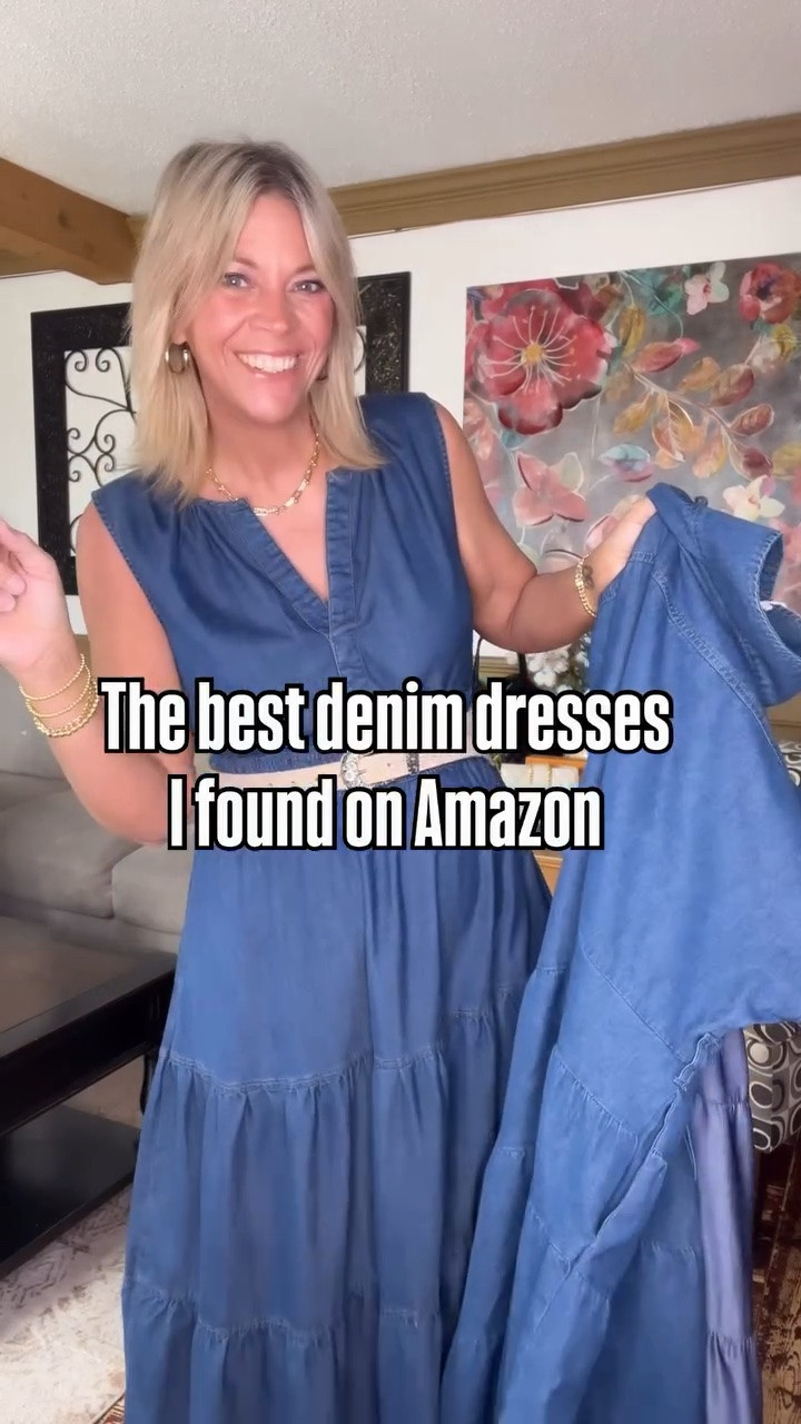 best denim dresses 👗 I found on Amazon. Perfect for my casual outfit days when I just want a cute and comfy throw on & go style. Wearing size large in the first and last dress, size medium in the second dress.

#LTKMidsize #LTKOver40 #LTKSeasonal
