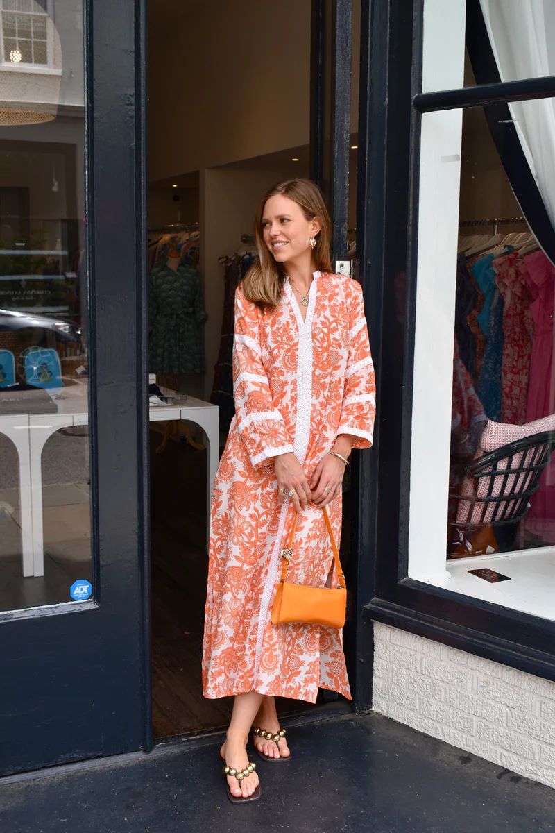 Harriett Maxi Dress Orange Floral | Madison Mathews