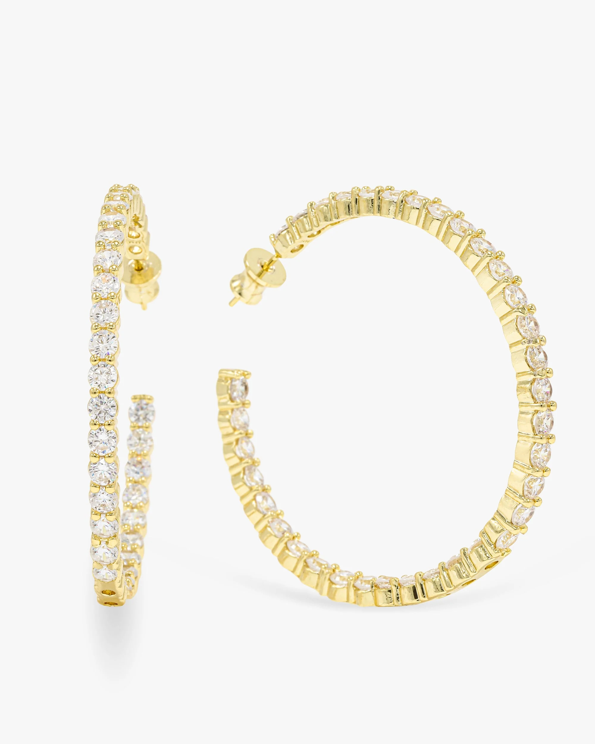 Heiress Hoops 2" - Gold|White Diamondettes | Melinda Maria Jewelry