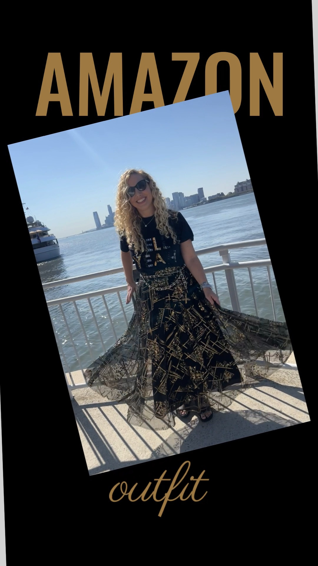 When you want to sparkle, this black and gold sequined outfit will make you stand out! The skirt is a showstopper and the t-shirt can be dressed down with jeans. The chain belt will give you Chanel 90’s vibes. The whole outfit is from Amazon and the belt is under $19! Add a moto jacket and booties for and edgy vibe. The skirt and top run a bit small. I’m wearing a large in both.
#fallfashion #amazonfinds #90svibes

#LTKunder100 #LTKHoliday