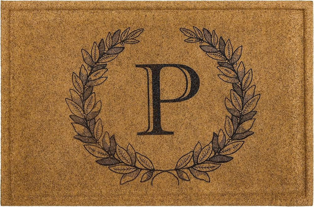 Mohawk Home Entryway Door Mat Laurel Monogram Letter P 2' x 3' Faux Coir Doormat All Weather Outd... | Amazon (US)