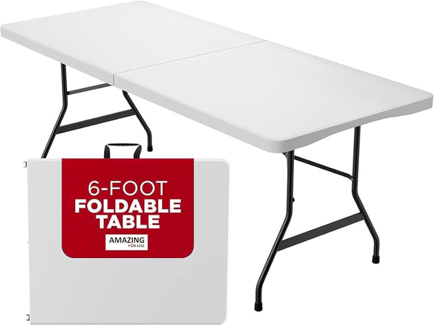 Amazing for less 6ft Folding Table White Plastic Folding Table Portable Long Foldable Tables Indo... | Amazon (US)