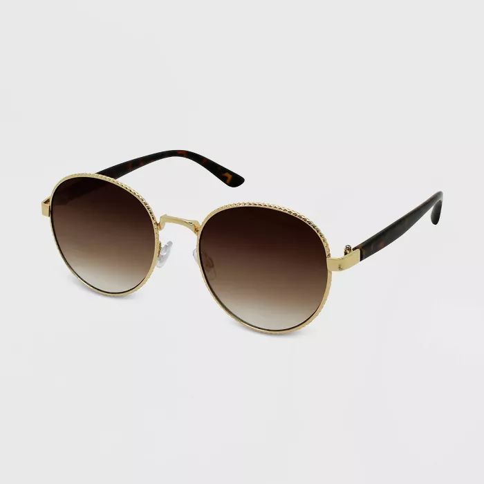 Women's Tortoise Shell Print Round Sunglasses - Wild Fable™ Gold | Target