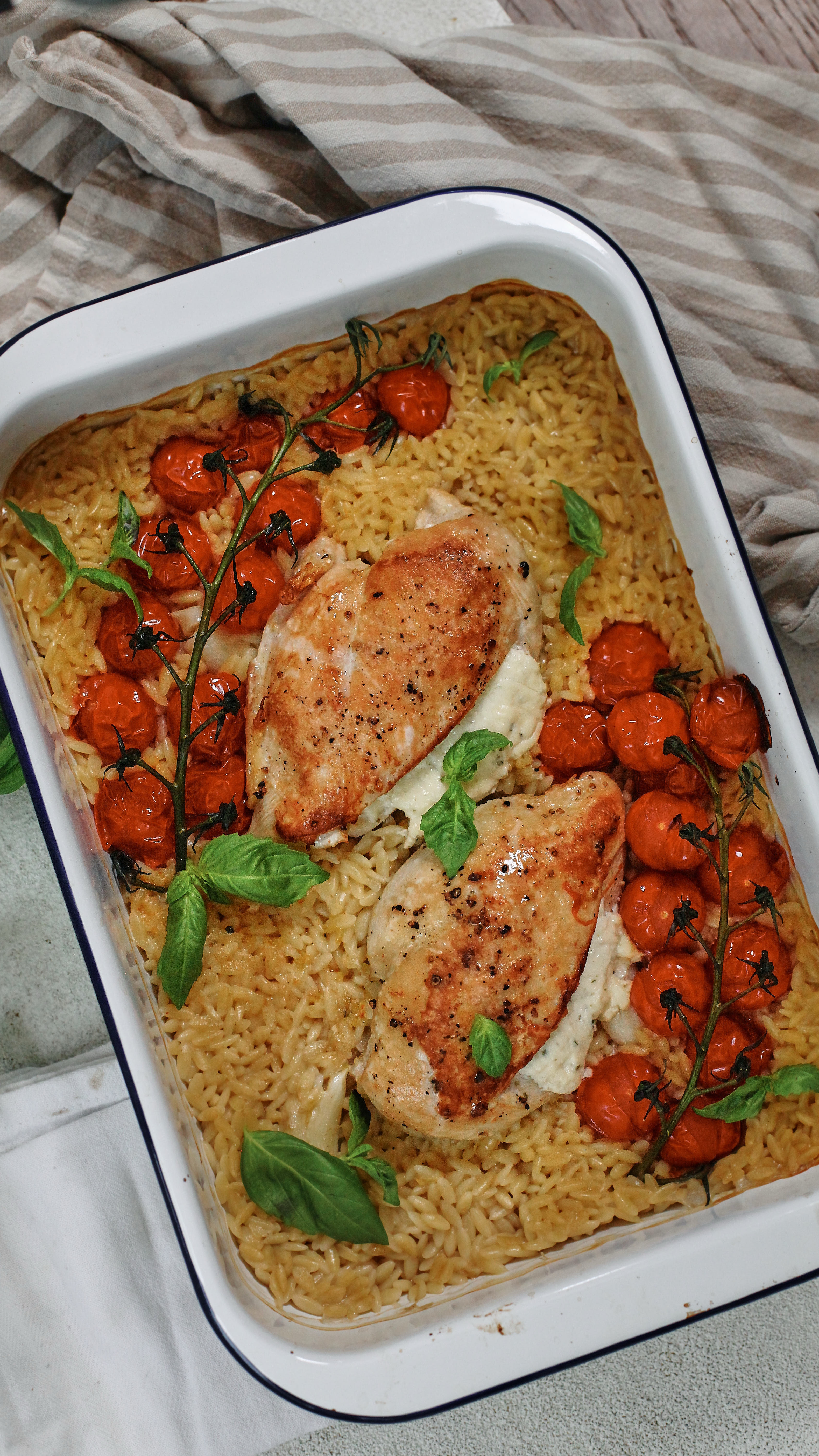 Boursin-Stuffed Chicken with Orzo & Tomatoes! 🍅

The first time I made this, I was just throwing together ingredients that I needed to use up from the fridge, but I quickly realized that I created a new weeknight fav. It’s *almost* a one-pan meal, but you give the chicken breasts a quick sear for some extra flavour + colour first. Also, I feel like adding Boursin to anything just elevates it.

Full recipe’s on the blog if you want to print it out! 
https://britacooks.com/boursin-stuffed-chicken-with-orzo-and-tomatoes 

#boursin #chickenrecipe #easydinnerideas #onepanmeal #mealplan #dinnertime

#LTKSummerEdit #LTKHome #LTKFindsUnder50