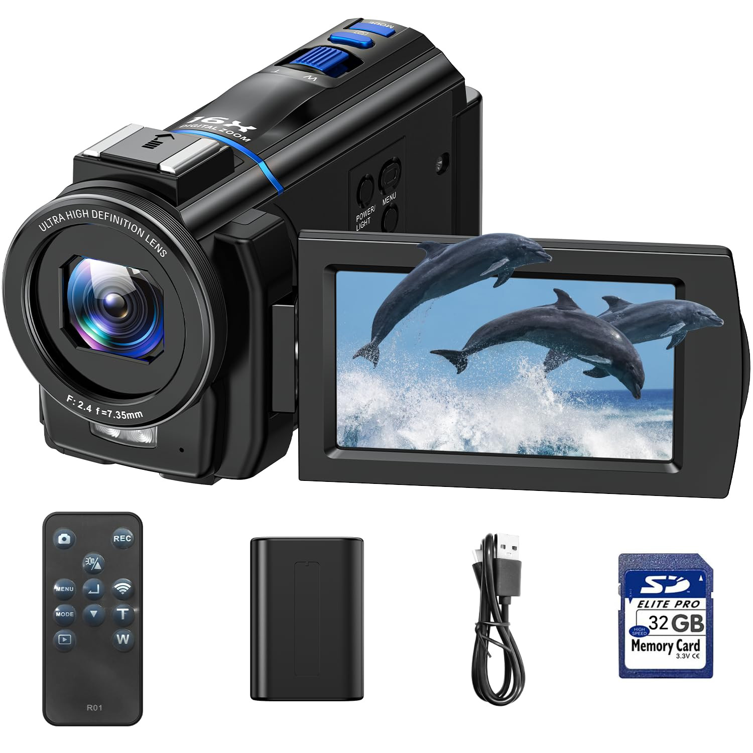 Caméscope Caméra vidéo 4K 48MP Vlogging Caméra Youtube, Vision Nocturne 3" Écran Tactile Rotatif à 270° Zoom numérique 16X Camcorder Video Camera, Camera Vlog avec Carte 32 Go, télécommande, Pile | Amazon (FR)