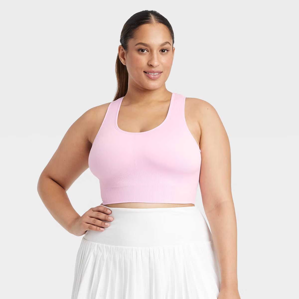 Women's Seamless Medium Support Racerback Sports Bra - All In Motion™ Light Pink XXL | Target