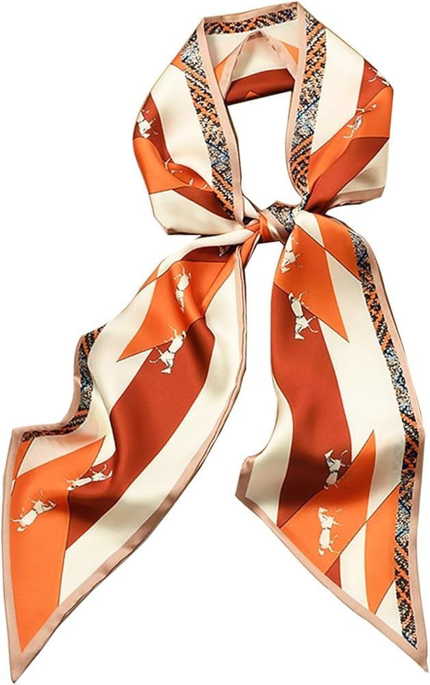 Clysoru Silk Neck Scarf Printed Scarves Head Women'S Fashion Oblique Angle Satin Scarfs For Bag H... | Amazon (US)