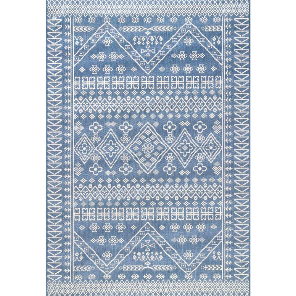 Kandace Tribal Blue 8 ft. x 11 ft.  Indoor/Outdoor Area Rug | The Home Depot