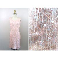 50S 60S Paillette Sequined Dress/Pastel Pink Beaded 1950S 1960S Fringe | Etsy (US)