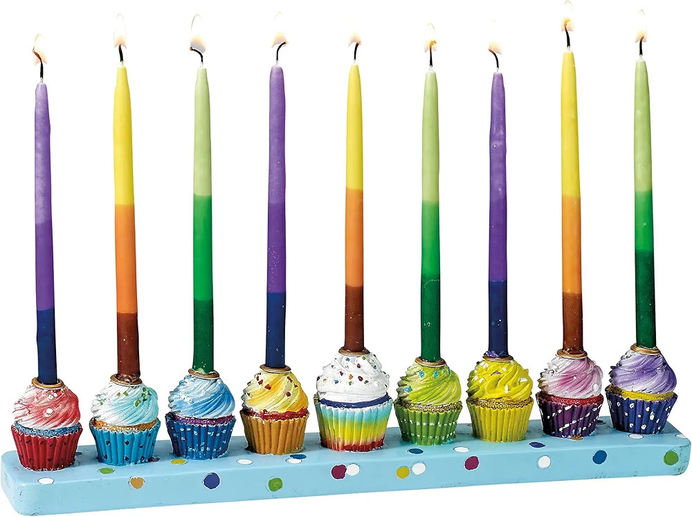 Rite Lite Chanukah Hand Painted Resin Cupcakes Menorah 11.50" Hanukkah Menorah | Amazon (US)