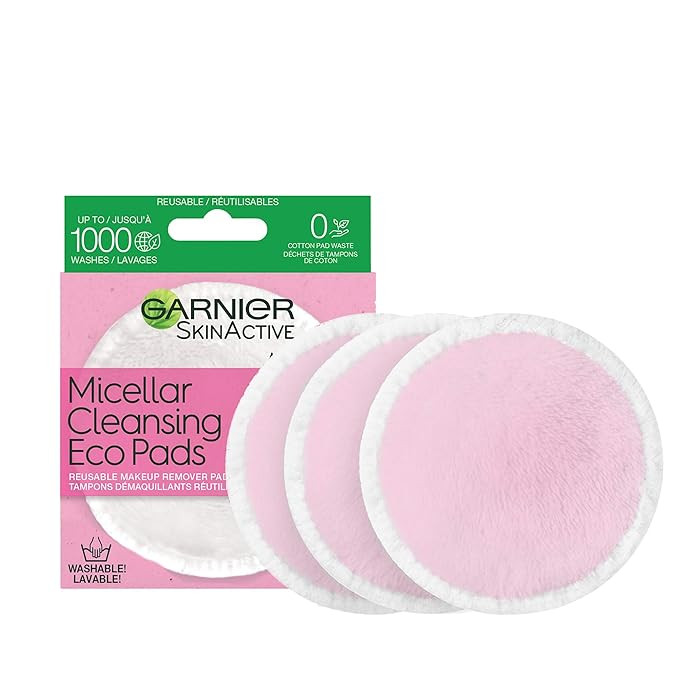 Garnier SkinActive Micellar Cleansing Eco Pads, Ultra-soft Reusable Microfiber Pad, 3 Count | Amazon (US)