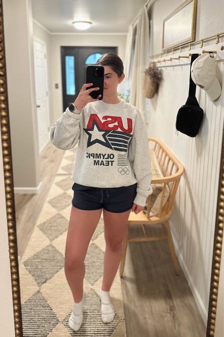 Been living in this Abercrombie USA sweater the last couple of weeks and it’s on sale today for $64!! 

Athleisure wear, Olympic sweatshirt, navy sweat shorts, oversized sweatshirt, USA sweater, workout wear

#LTKStyleTip #LTKSaleAlert #LTKSummerSales