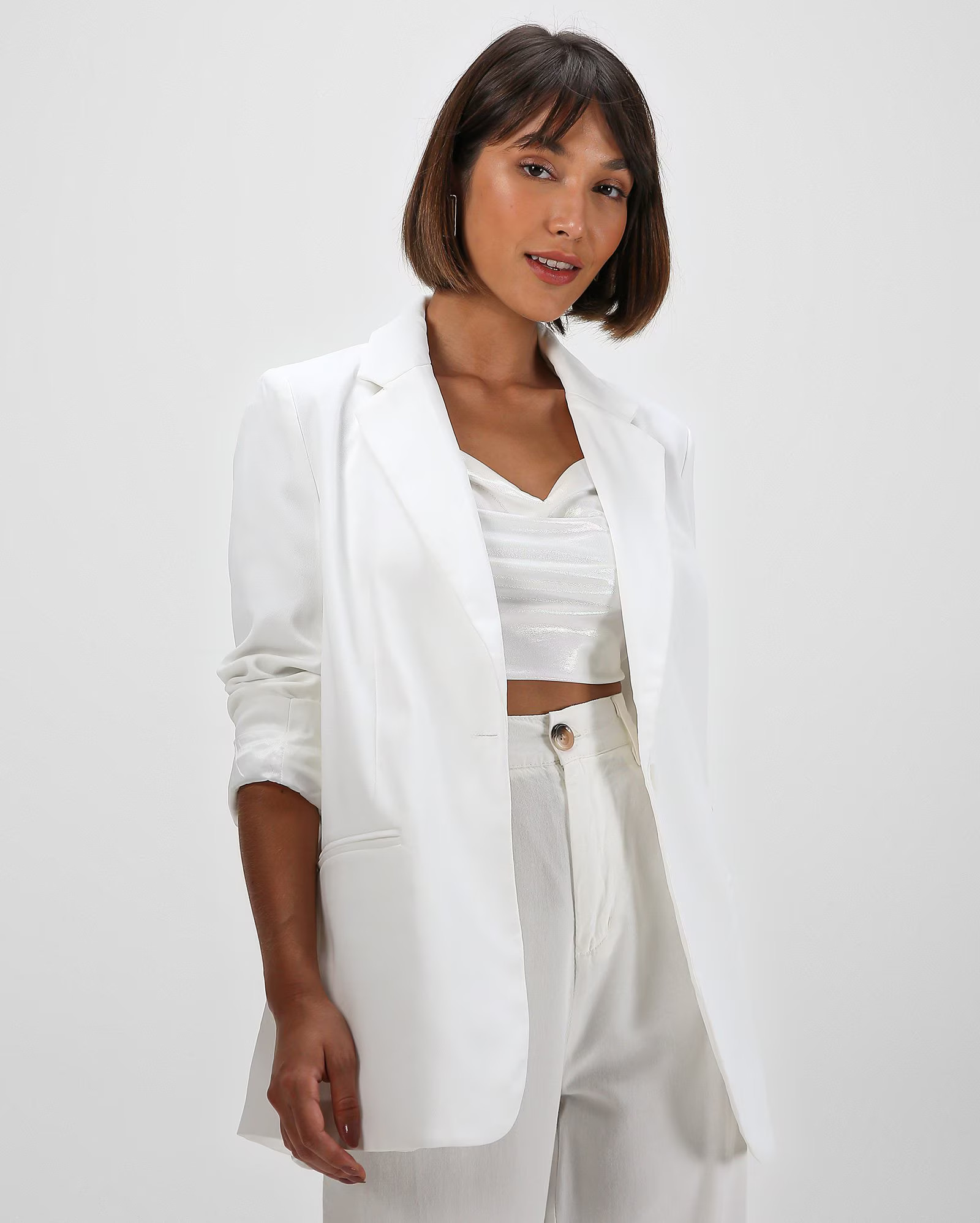 Blazer feminino alfaiataria fenda branco | AK by Riachuelo | Riachuelo (BR)