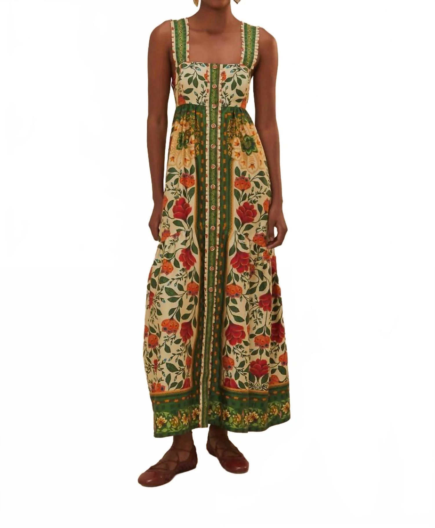 Back Bow Maxi Dress In Garden Tapestry Sand | Shop Simon