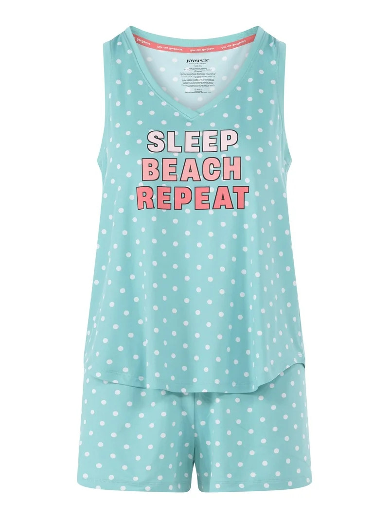 Joyspun Women's Printed Tank Top and Shorts Pajama Set, 2-Piece, Sizes XS-3X | Walmart (US)