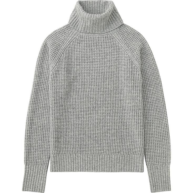 UNIQLO Women's Cashmere Blend Turtleneck Sweater, Gray, XS | UNIQLO (US)