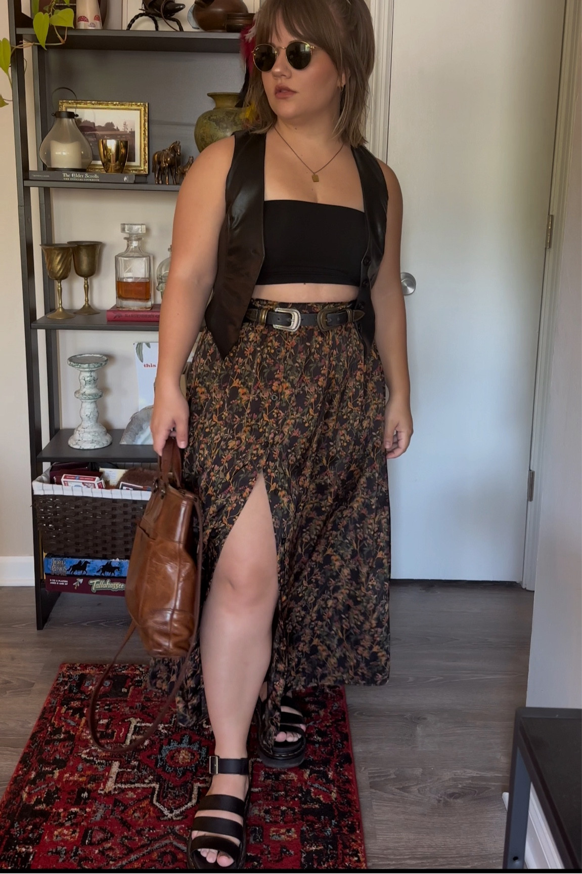 alternative spring summer fashion floral maxi skirt leather vest whimsigoth 

#LTKMidsize #LTKSeasonal