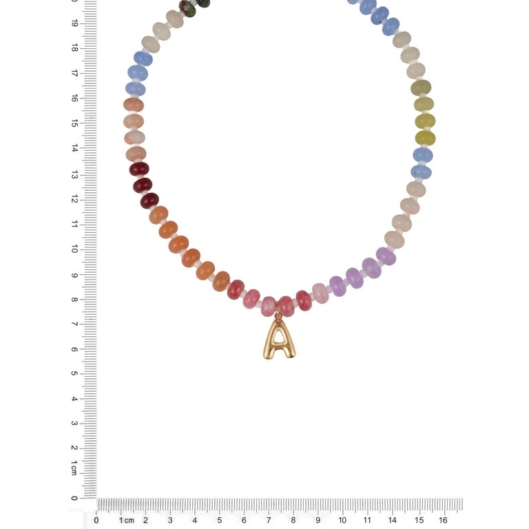 Time and Tru Goldtone Multicolored Bead Initial "A" Necklace | Walmart (US)