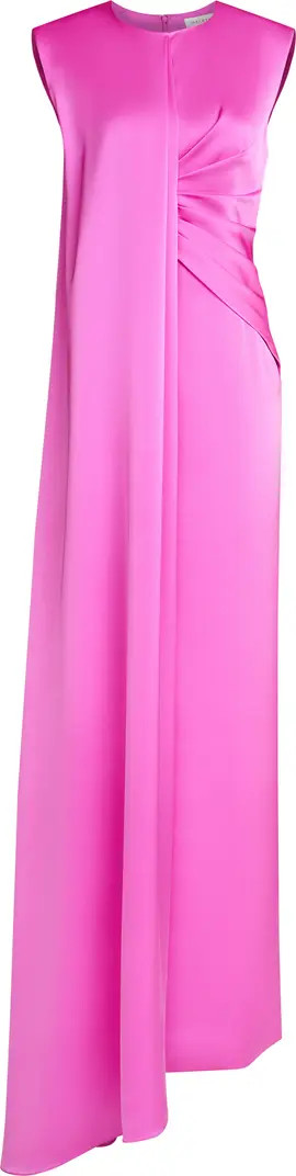 HALSTON Tara Pleat Drape Satin Gown | Nordstrom | Nordstrom