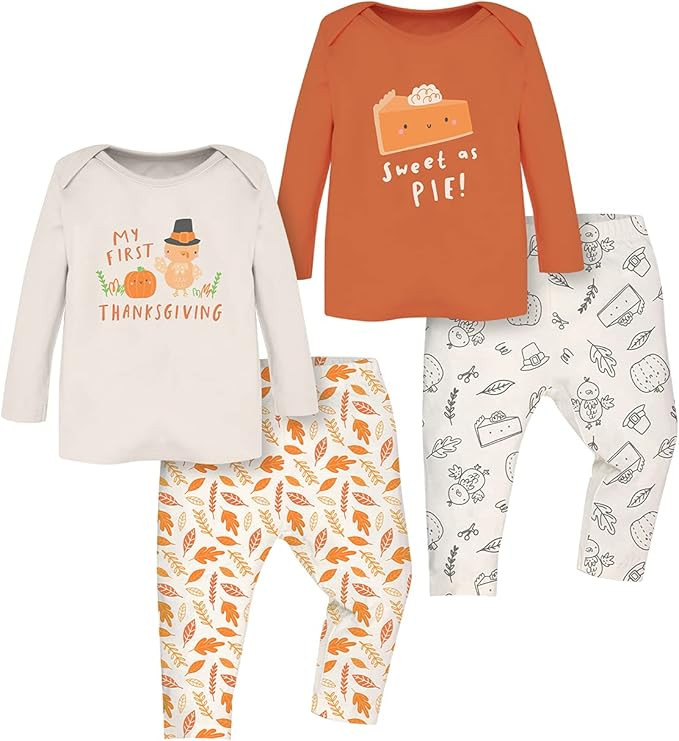 Amazon.com: WINK & BLINK Unisex My First Thanksgiving Organic Baby Playwear Setss, 2-Pack Top & B... | Amazon (US)