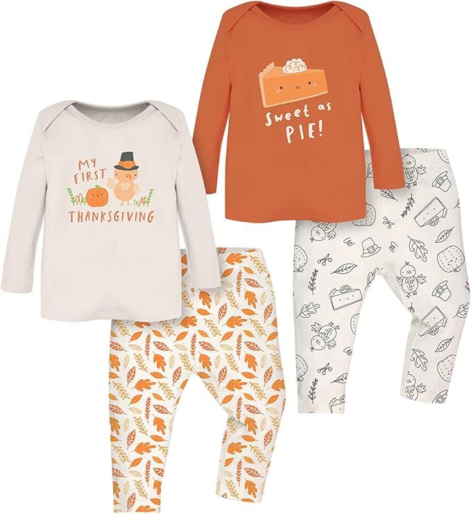 Amazon.com: WINK & BLINK Unisex My First Thanksgiving Organic Baby Playwear Setss, 2-Pack Top & B... | Amazon (US)