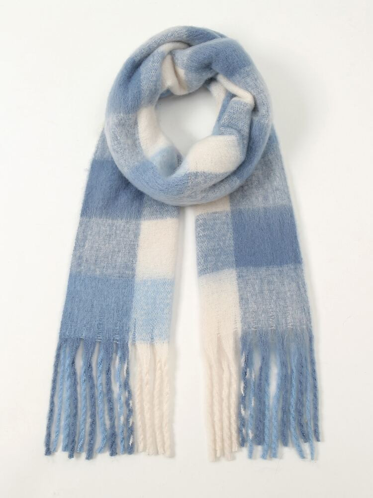 Plaid Pattern Fringe Trim Scarf | SHEIN