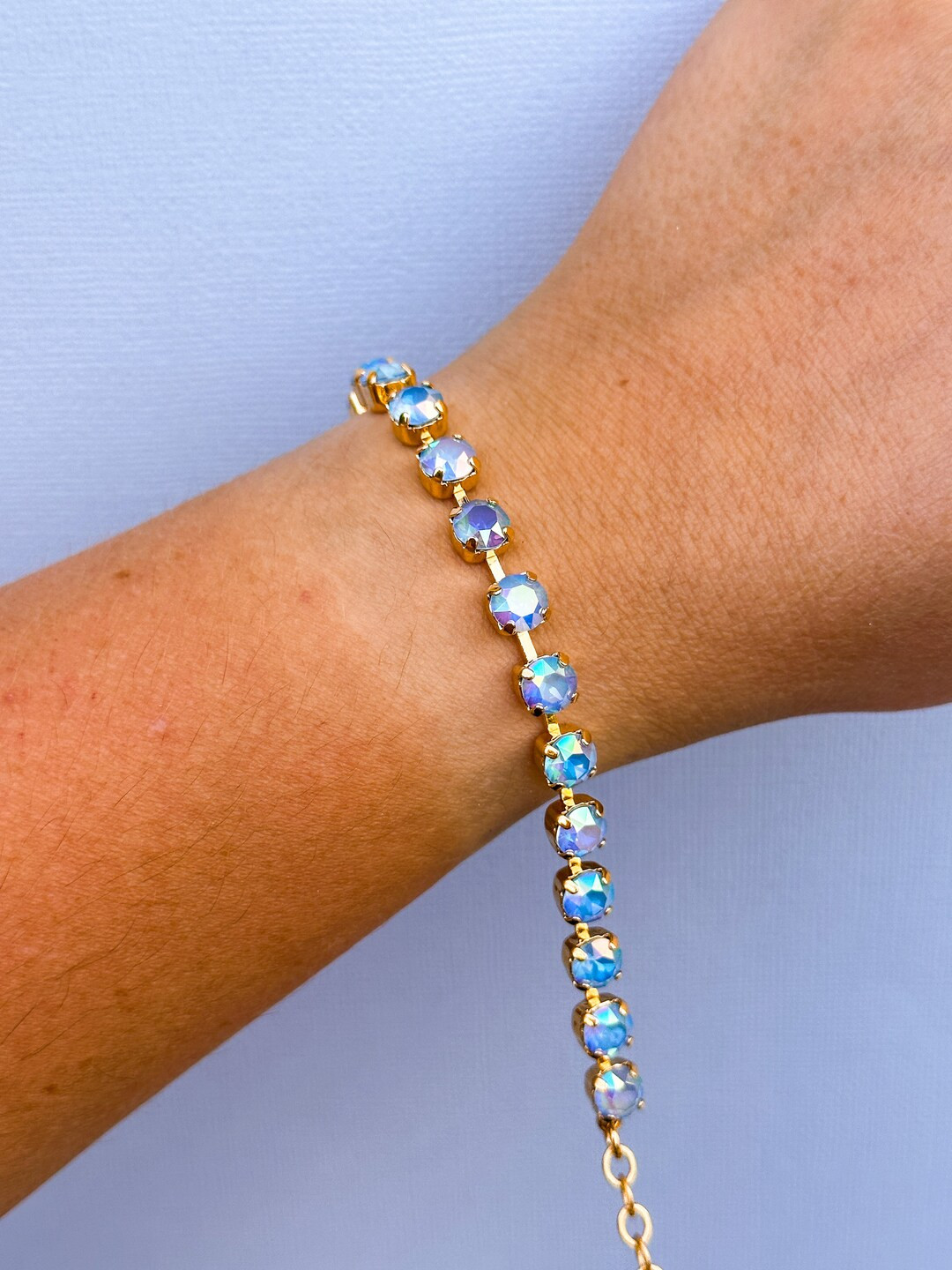 6mm ALL Icy Blue AB Bracelet Choose Setting Color and Length - Etsy | Etsy (US)