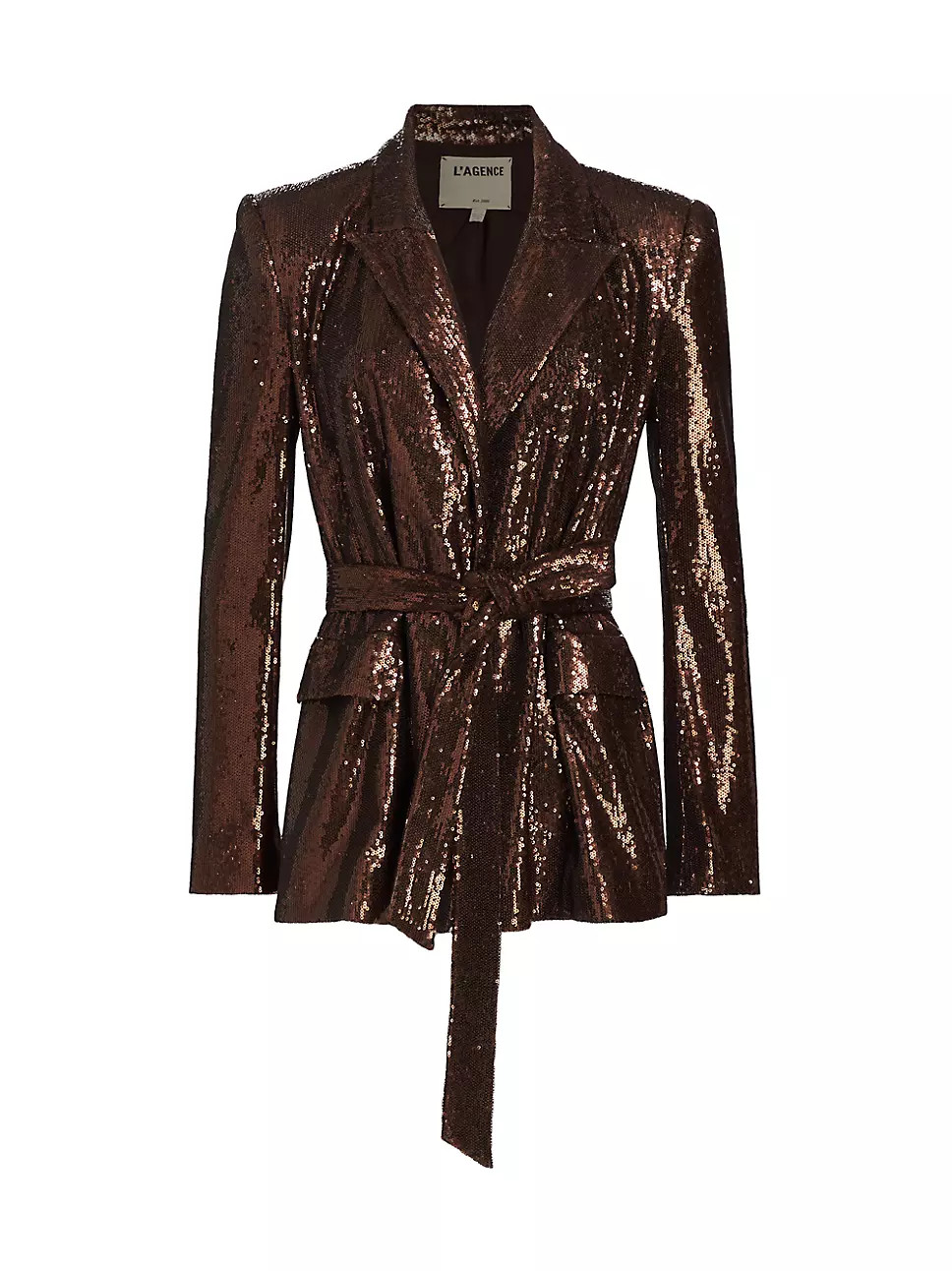 L'AGENCE Jordana Belted Sequin Wrap Blazer | Saks Fifth Avenue