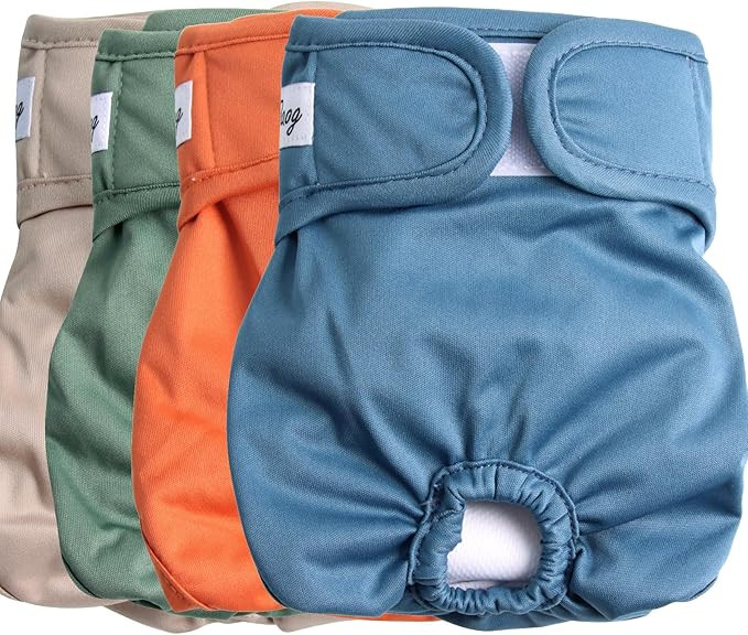 JoyDaog Female Dog Diapers for Small Dogs,4 Pack Reusable Washable Premium Puppy Diapers for Heat... | Amazon (US)
