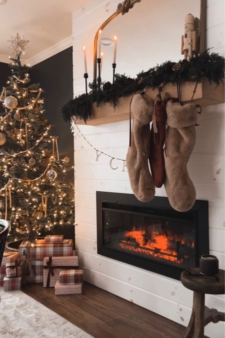 Christmas holiday fireplace mantel Christmas tree stockings gift wrapping

#LTKhome #LTKHoliday #LTKSeasonal