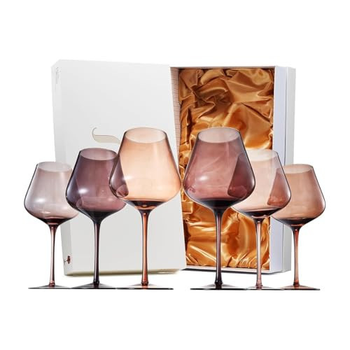 Venus Wine Glass Sets, 20oz Glasses Set of 6 Melanin Brown Colored for Her, Mom, Wife, Girlfriend, Mama, Special Celebrations Color Drinkware Unique Style Tall Stemmed Amber Colors Bronze Glassware | Amazon (US)