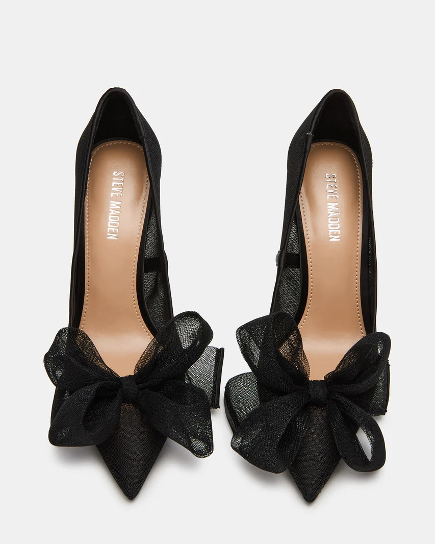 TAFFY Black Bow Pointed-Toe Stiletto Pump Women's Heel | Steve Madden (US)