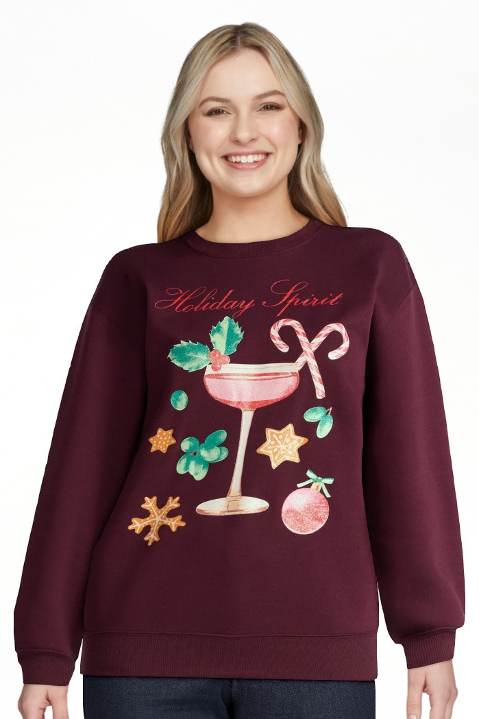 Christmas Women's Holiday Spirit Graphic Sweatshirt with Long Sleeves, Sizes XXS-XXL | Walmart (US)