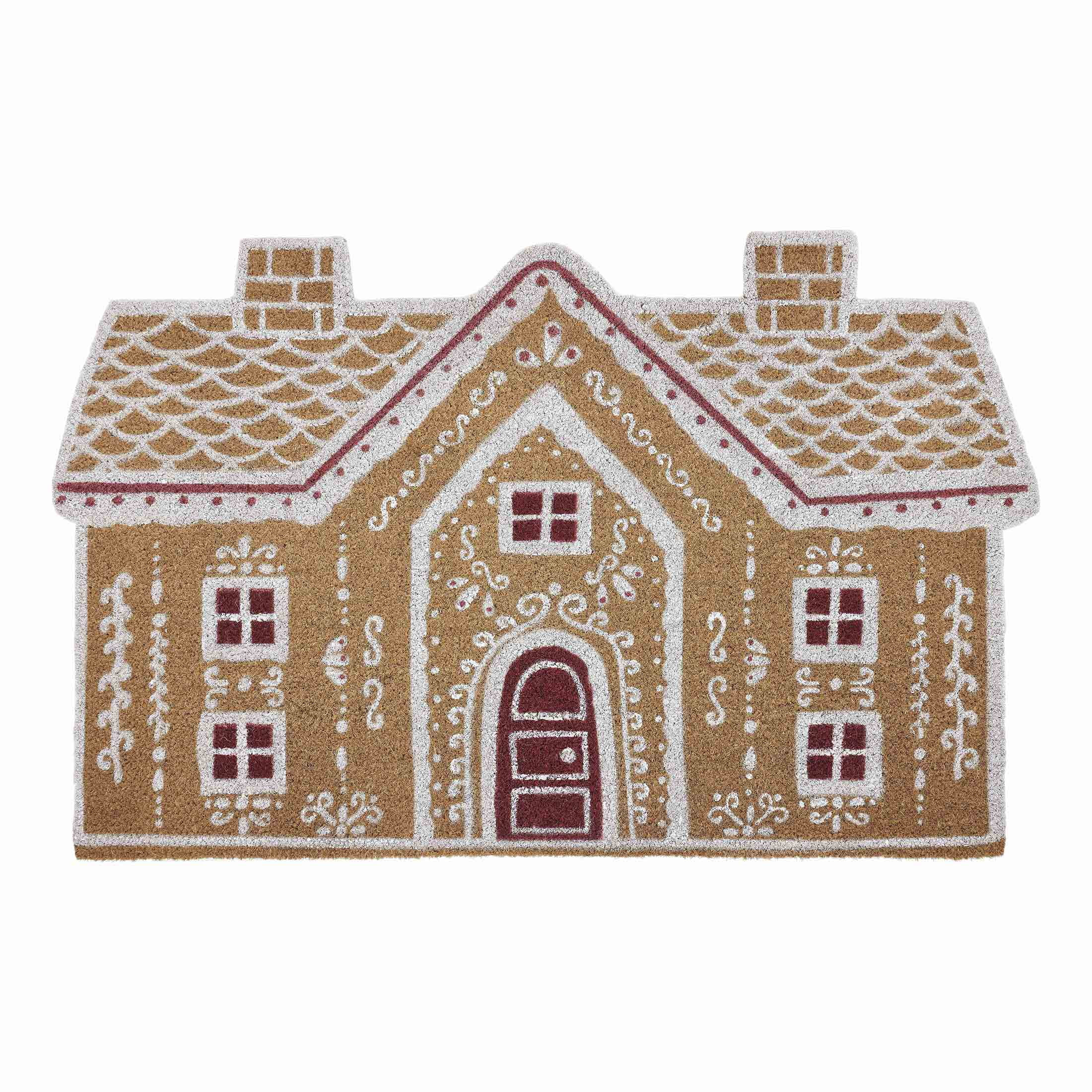 My Texas House Red Gingerbread Coir Holiday Outdoor Doormat, 30" x 48" | Walmart (US)