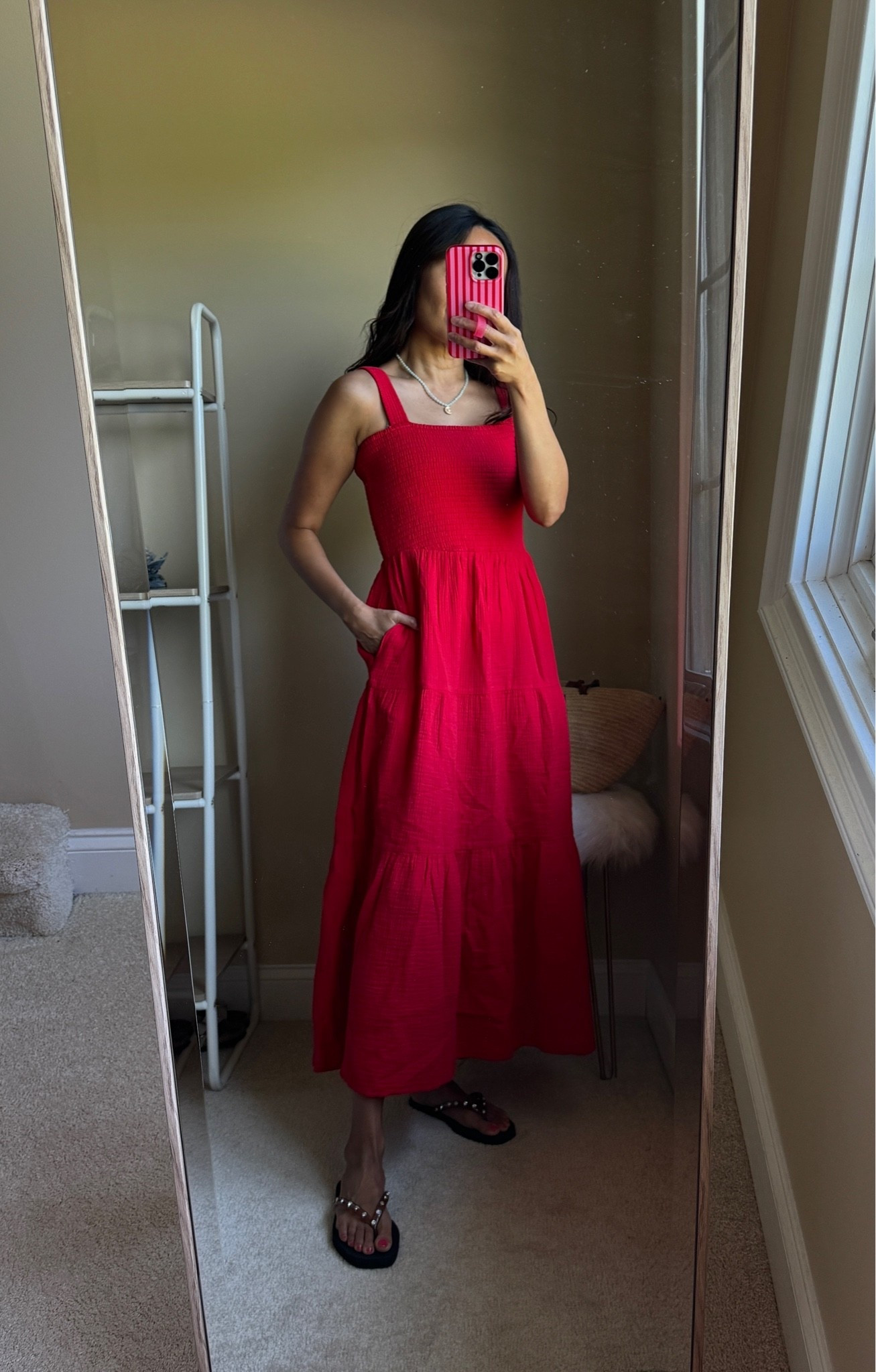 Summer dress. Vacation dress. 
Gauze dress with good cotton material. Soft and comfortable to wear. 
True to size. Size down if in between. 
Bodice and straps are stretchy. 
Multiple colors available. 
Summer beaded shell necklace.

#LTKOver40 #LTKTravel