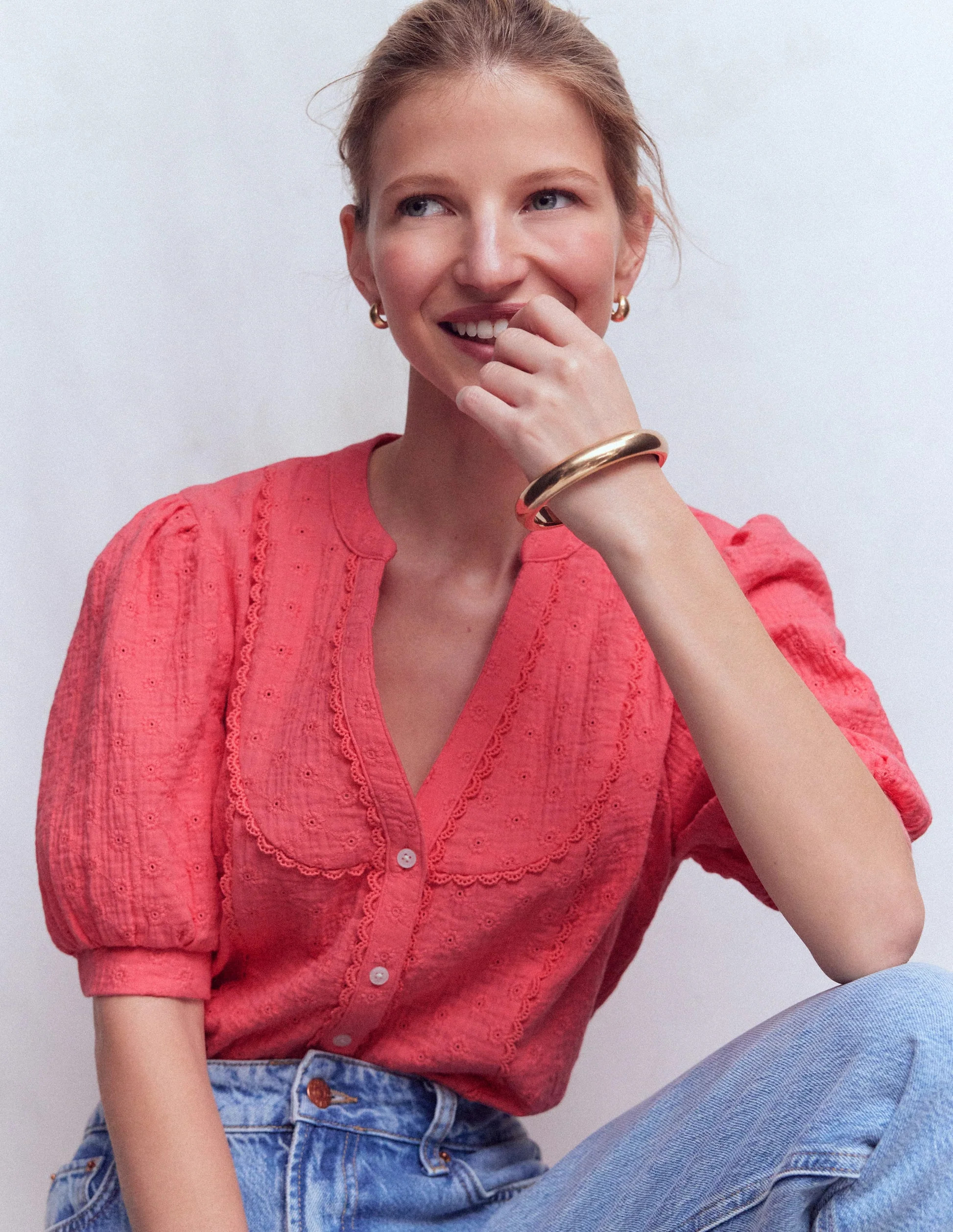 Trim Insert Double Cloth Top-Rosebud | Boden (US)