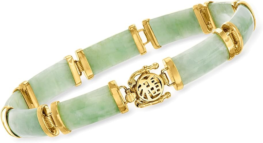 Ross-Simons Jade Good Fortune Bracelet in 18kt Gold Over Sterling, Elegant Bracelet for Women, Si... | Amazon (US)