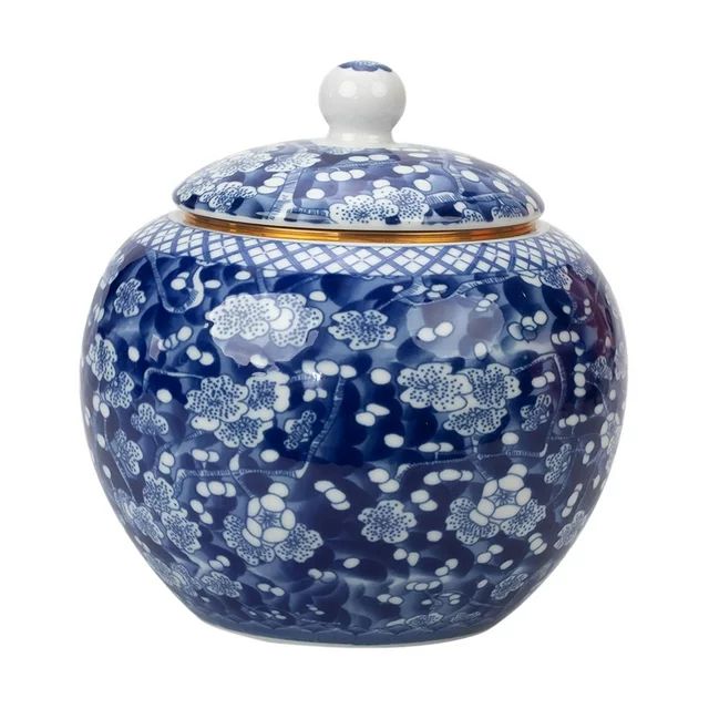 Ginger Jar Blue and White Vase Tea Canister Multipurpose with Sealed Lids Temple Jar Floral Print... | Walmart (US)