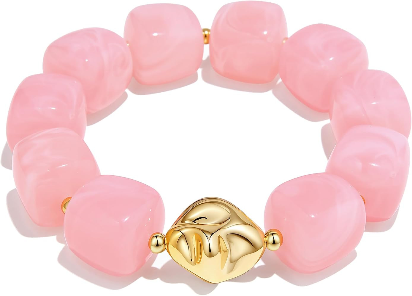 Chunky Beaded Bracelet for Women-Boho Bold Acrylic Resin Stretch Bracelets Trendy Summer Beach Elastic Bangle Vacation Jewelry Accessories | Amazon (US)